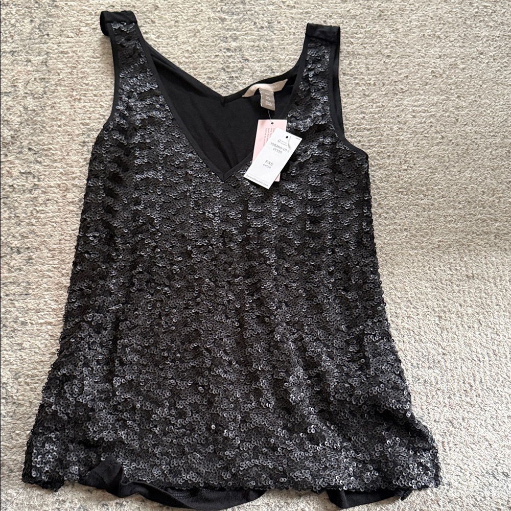 Banana Republic Black Sequin Tank Top